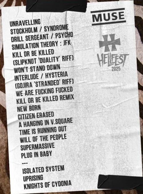 Muse Hellfest 2025 Setlist